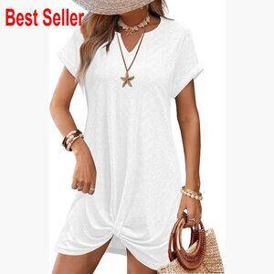 Eyelet Twisted V-Neck Casual Summer Dress Polyester Spandex